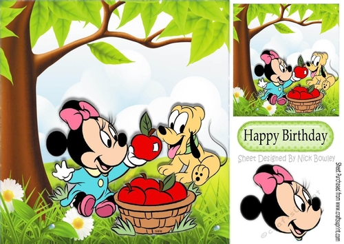 I will share my Apples with you! cute mouse & puppy 8x8