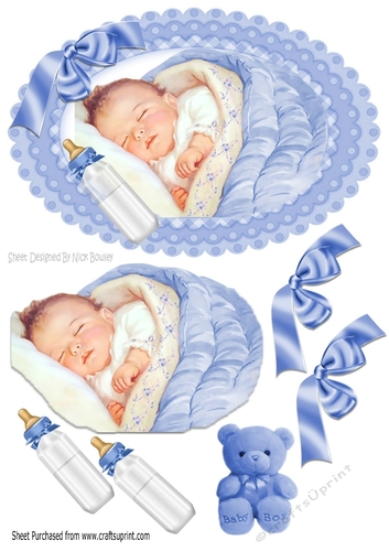 sweet baby in blue with cuddly toy A5