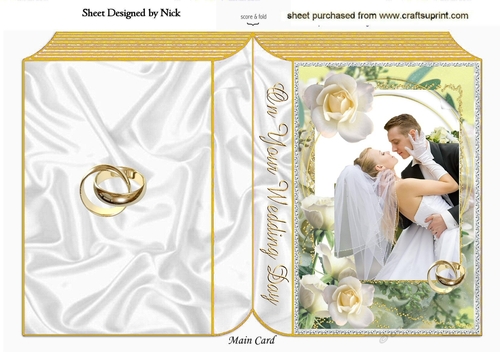 The wedding kiss, with cream roses & rings A5 Folded book