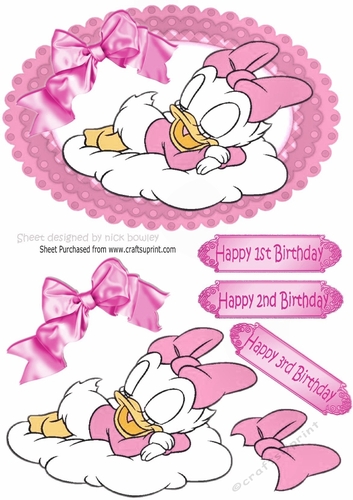 sweet dreams little duck in pink on a cloud with bow A5