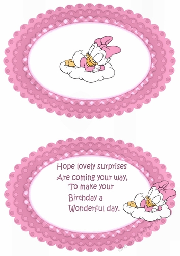 sweet dreams little duck in pink on a cloud with bow A5 insert