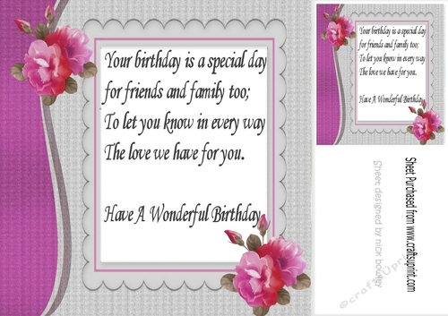 pretty shades of pink roses with butterflies and bow 8x8 Insert with verse