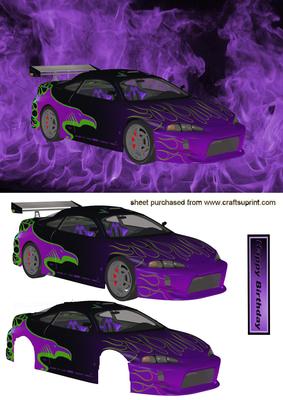 Customized Purple Car with Flames