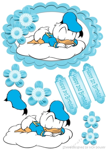 sweet dreams little duck in turq hat on a cloud A5