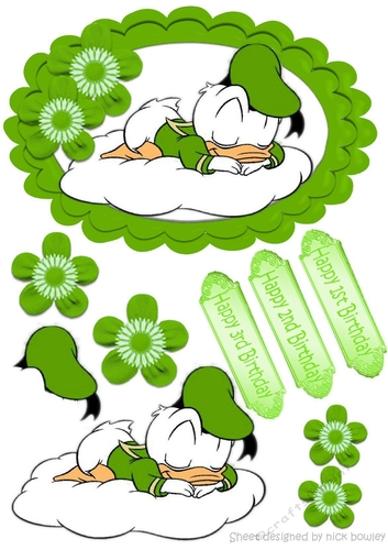 sweet dreams little duck in green hat on a cloud A5