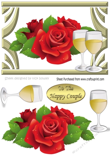 Pretty red roses & champagne for the happy couple on there Anniversary A5
