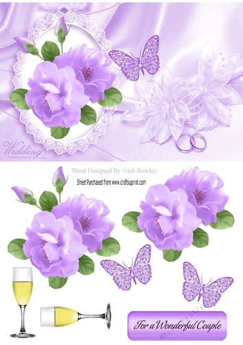 pretty purple roses, with champagne for a wonderful couple