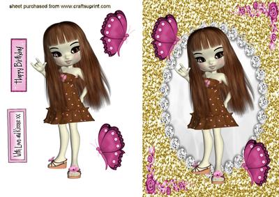 Little Lady in Diamond/gold Background