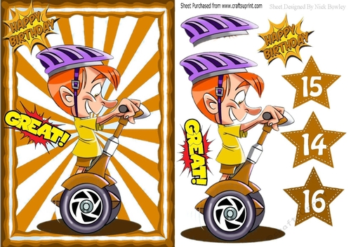 fun on a segway in funky gold frame A5