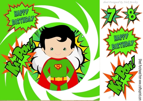 Super hero to the rescue in funky green frame 8x8