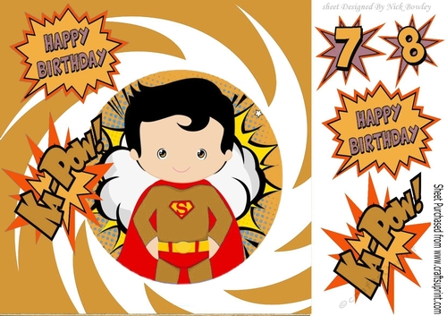Super hero to the rescue in funky gold frame 8x8