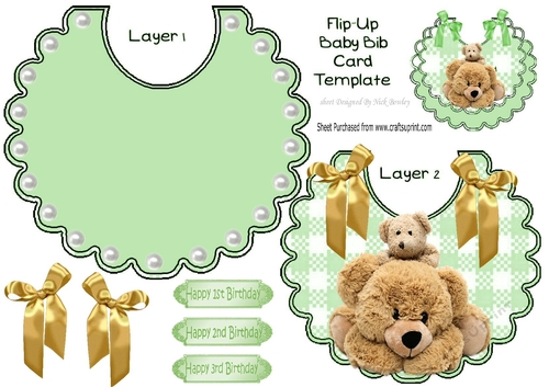 Lovely Cuddly bears on a gingham bib with bows