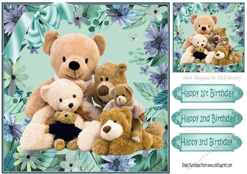 we all love each other bearymuch! lots of cute bears with bow 8x8
