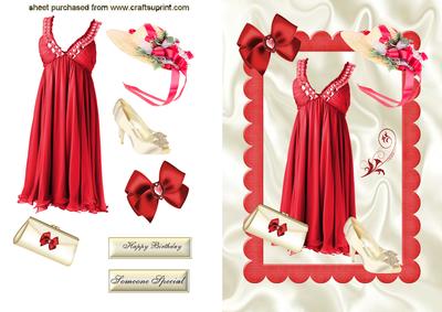 Pretty Red Dress with Flower Straw Hat