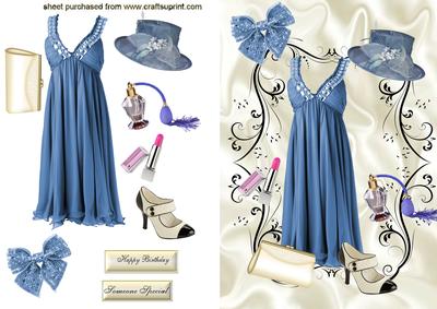 Pretty Blue Dress with Flowered Hat