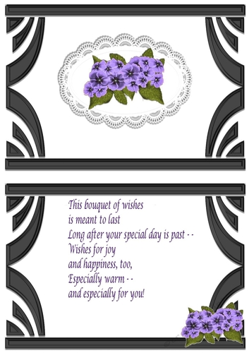 Lovely Art Deco frame, purple flowers on lace insert