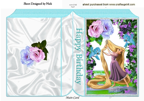 Wow! look at her beautiful long blond hair with blue birds folded book