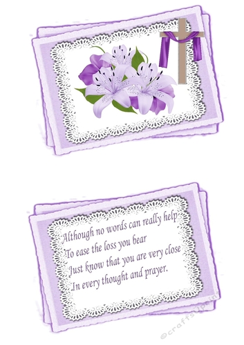 pretty lilac lilies on lace with cross thinking of you stacker insert