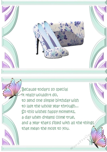 pretty blue floral shoes and handbag with butterfly A5 Insert