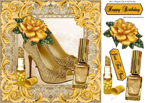 pretty gold rose, with sparkle shoes and shimmering nail varnish 8x8