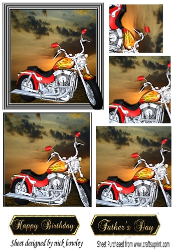 Customized motorbike with flames in the sunset pyramids