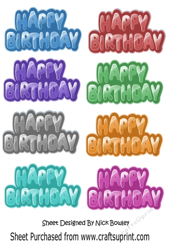 Happy Birthday tags in lovely colours