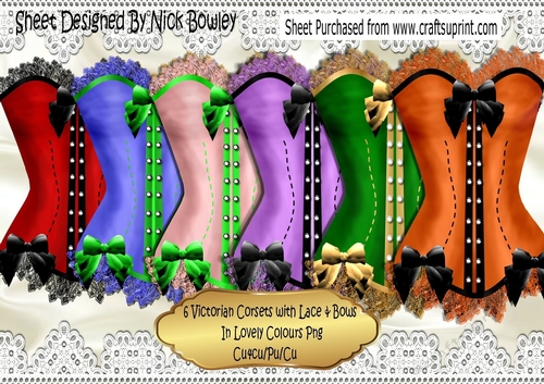 6 Pretty Victorian Corsets with lace & bows png