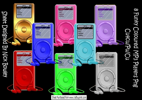8 Funky Coloured MP3 Players png