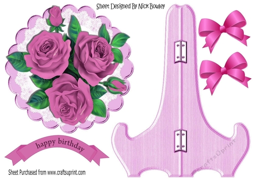 Pretty pink  roses with bows on lace plate & stand
