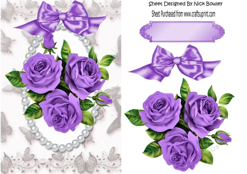 pretty posy of purple roses with pearls