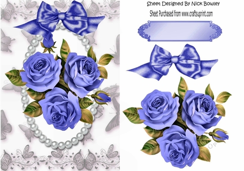 pretty posy of blue roses with pearls