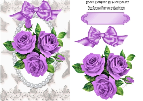 pretty posy of lilac roses with pearls