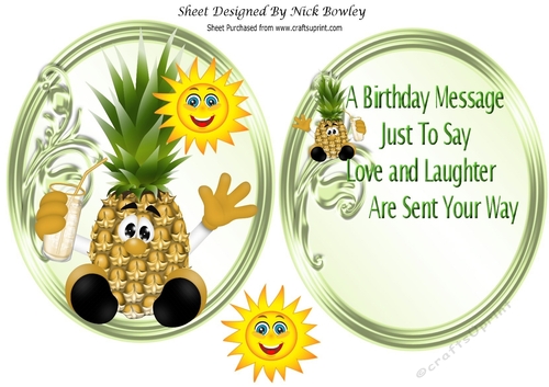 HAPPY HOLIDAYS! Toony face pineapple with the sun topper/insert
