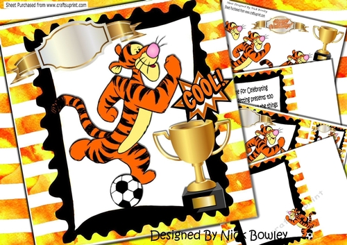 Lovely footie tiger with winning cup 8x8 mini kit