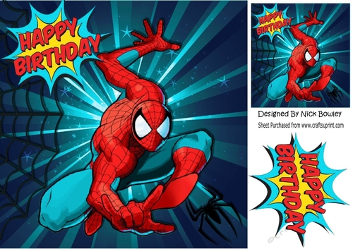 Spider hero in turq with web 8x8