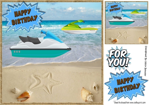 Jet Skis On the Beach 8x8
