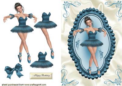 Pretty Ballerina in Blue Bead Frame