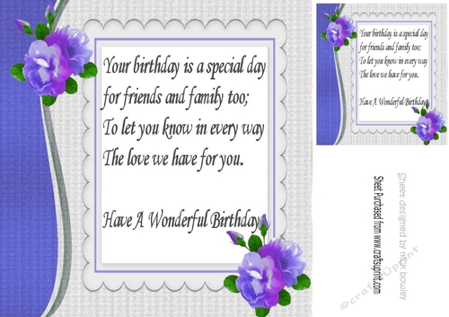 pretty shades of lilac/purple painted roses with butterflies 8x8 insert