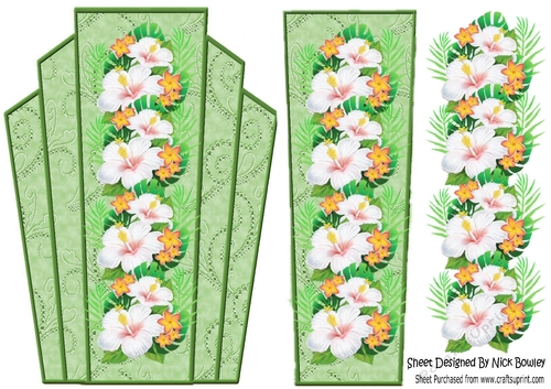 Art deco green lace frame with a pretty border of spring flowers