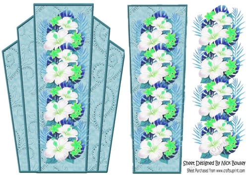 Art deco blue lace frame with a pretty border of spring flowers