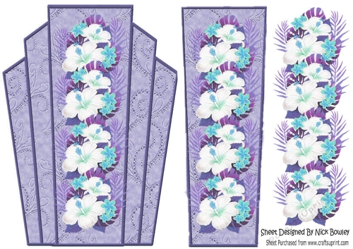 Art deco purple lace frame with a pretty border of spring flowers