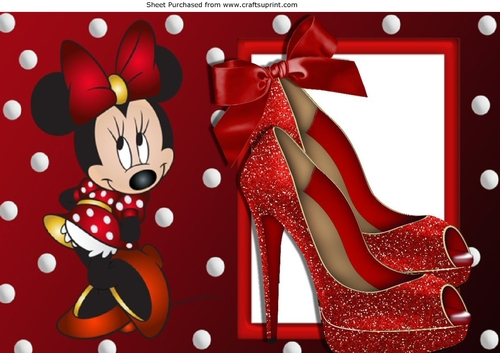 I Just love red glitter shoes, with cute little minnie mouse A4
