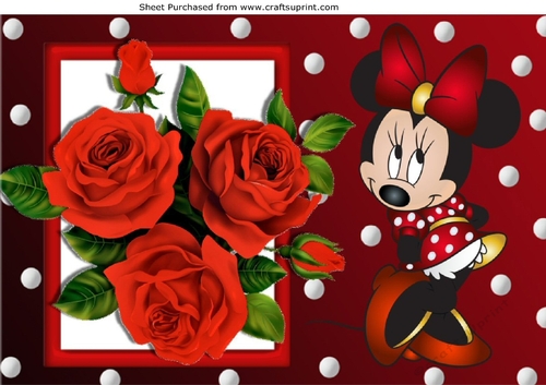 I Just love red roses, with cute little minnie mouse A4