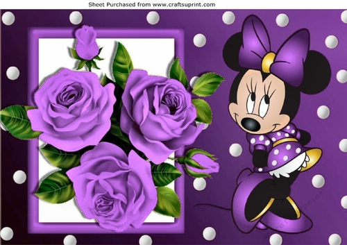 I Just love purple roses, with cute little minnie mouse A4