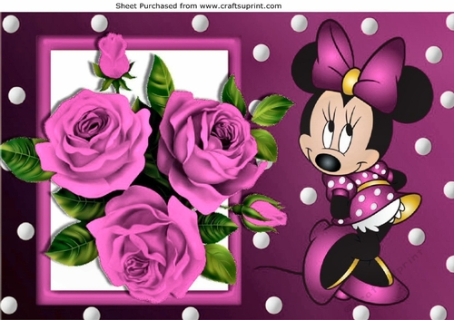 I Just love pink roses, with cute little minnie mouse A4