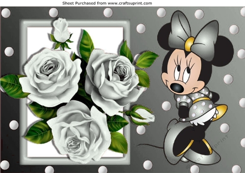 I Just love silver roses, with cute little minnie mouse A4