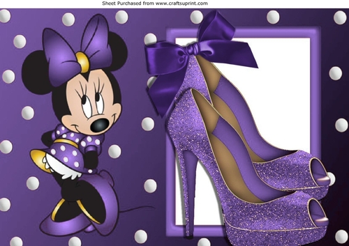 I Just love purple glitter shoes A4, with cute little minnie mouse