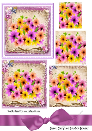 Pretty coloured spring flowers with lace pyramids