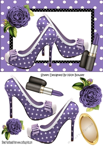 pretty purple polkadot/stripe shoes with purple roses A5