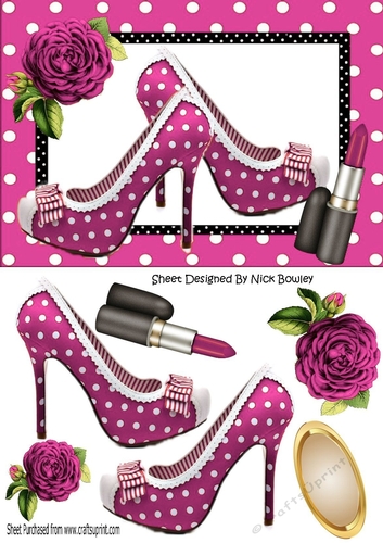 pretty pink polkadot/stripe shoes with pink roses A5